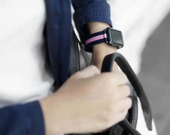 Rosse Navy & Pink Apple Watch Band Women, Apple Watch, Apple Bands, Bands Apple, Watch Apple, Gifts For Her