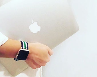 Grön Navy Green White Apple Watch Band 42mm, Apple Watch Band, 42mm Watch Band, 42mm Apple Band, 42mm Watch Band