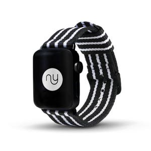 Preston Black and White Stripe Apple Watch Strap, Iwatch Strap, Nylon Strap, Iwatch Bands Strap, Iwatch bild 3