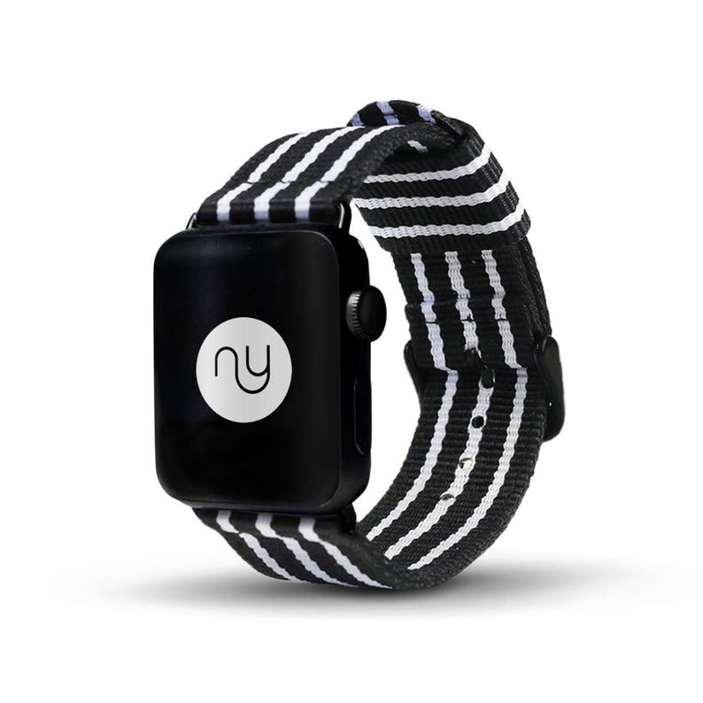 Preston Black and White Stripe Apple Watch Strap, Iwatch Strap, Nylon Strap, Iwatch Bands Strap, Iwatch bild 3