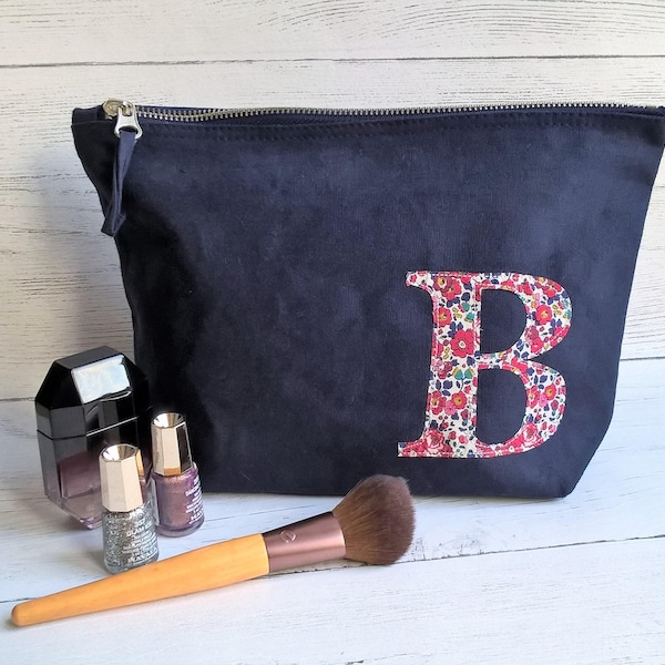 Personalised / monogrammed make up bag ,cosmetic bag,  accessory bag, pencil case with initial letter in Liberty of London fabrics.