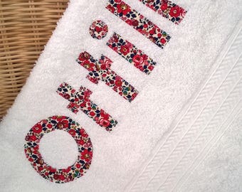 Personalised 100% cotton bath sheet with Liberty of London Fabrics