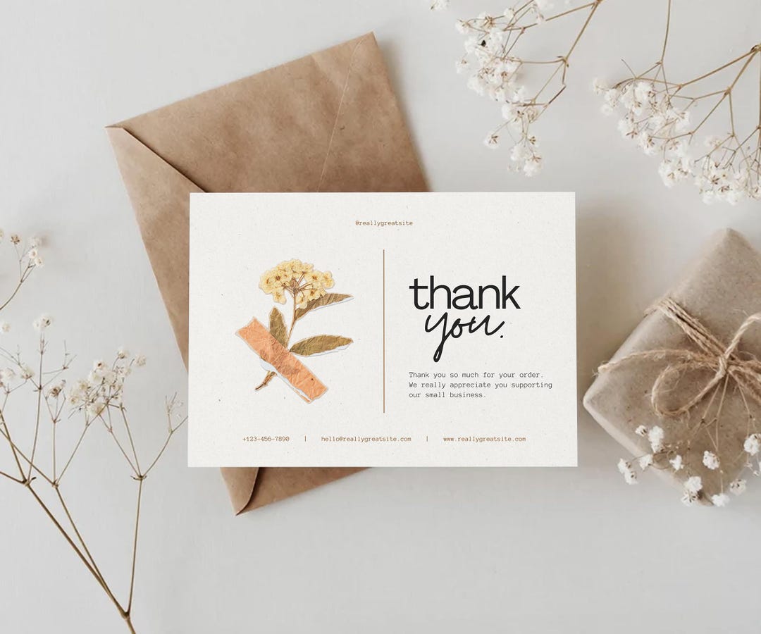 Beige Elegant General Business Thank You Card - Etsy
