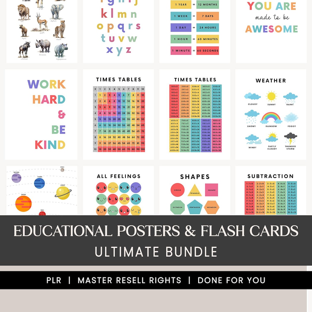 Kids Educational Posters & Flash Cards Mega Bundle – Printable Learning ...