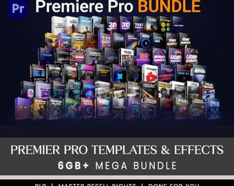 Premiere Pro Resources Mega Bundle – Övergångar, förinställningar, mallar och resurser för videoredigering och filmskapare