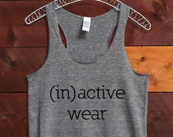 SALE!! INACTIVE WEAR: Tank in Heather Grey/Black Ink, Triblend Workout Tank, Yoga Top, Holy Yoga, Gym Shirt, Gym Tank,  Fitness, Funny