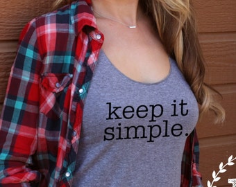 SALE!! KEEP iT SIMPLE: Tank in Heather Grey/Black Ink, Triblend Workout Tank, Yoga Top, Holy Yoga, Gym Shirt, Gym Tank, Activewear, Fitness