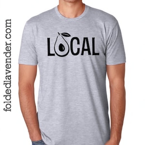 The Original LOCAL AVOCADO Unisex T-Shirt in Heather Grey/Black Ink, Crossfit, Fallbrook, Vintage, Comfortable