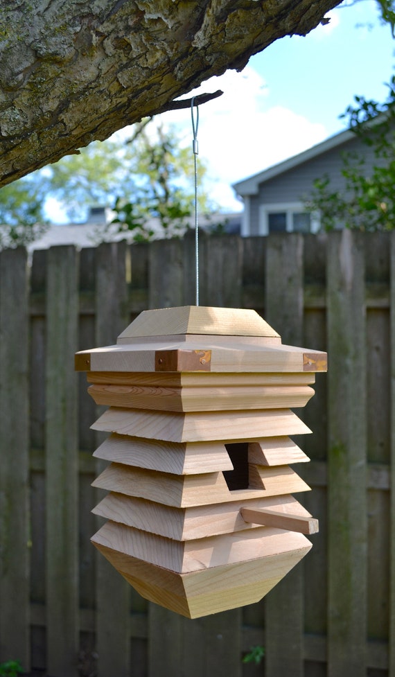 Nichoirs Unique Volière Extérieure Oiseau Moderne Cèdre Maison Fait à La Main Birdhouses