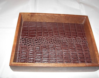 Mahogany Valet Tray: Figured Wood Desk Tray