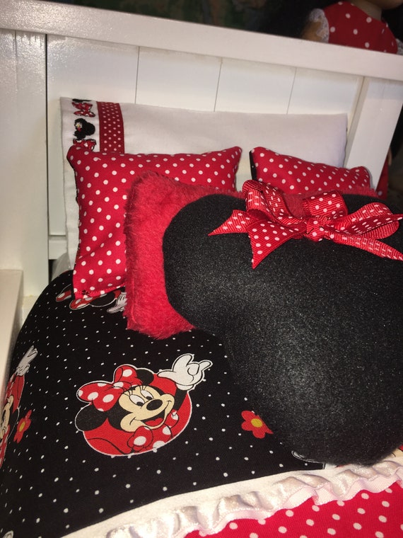 American Girl Doll Bedding Reversible Minnie Mouse Red With Etsy