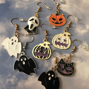 Halloween Jewelry, Festive Accessories, Fall Fashion, Cute Earrings,  Unique Halloween Gift, Ghost Earrings, Jackolantern Earrings