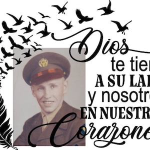 Dios te tiene a su lado y nosotros en neustros corazones/picture version//God has you by his side/Spanish // SVG/DXF/EPS file