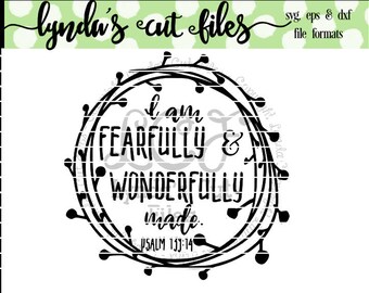 Sono spaventosamente e meravigliosamente fatto//Salmo 139:14 file SVG/DXF/EPS