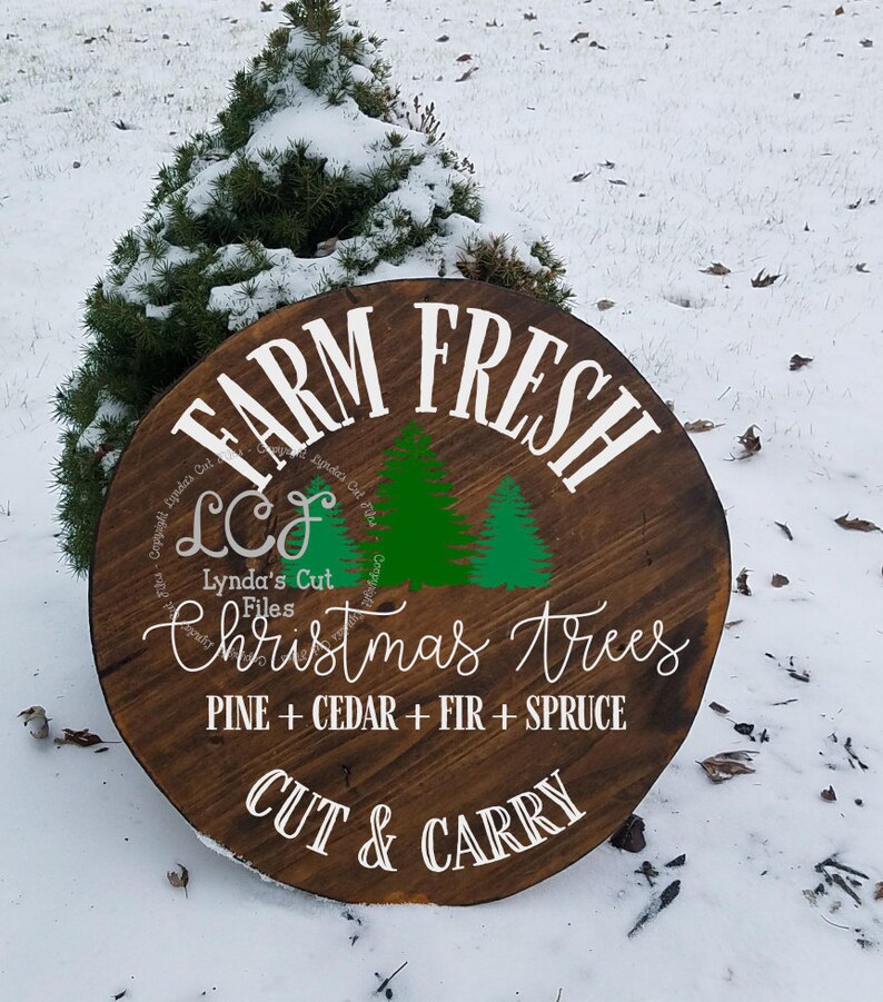 Download Farm Fresh Christmas Trees//Round Sign //SVG/EPS//DXF file ...