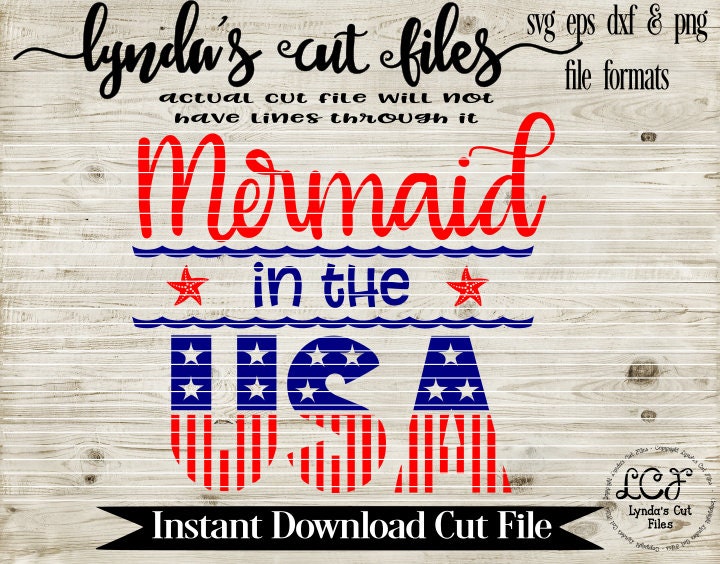Download Mermaid in the USA//Svg/EPS//DXF file | Etsy