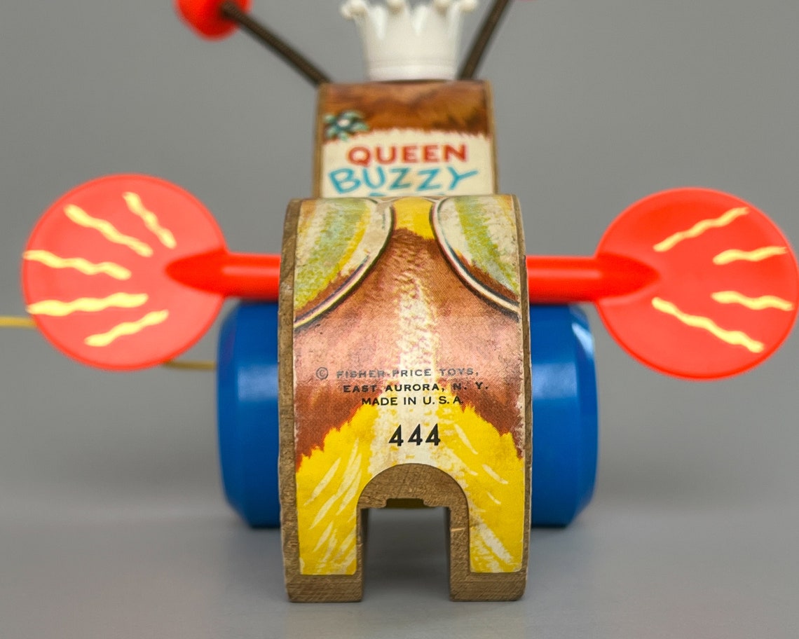 Vintage Fisherprice Queen Buzzy Bee 444 Pull Toy Super Cute Etsy