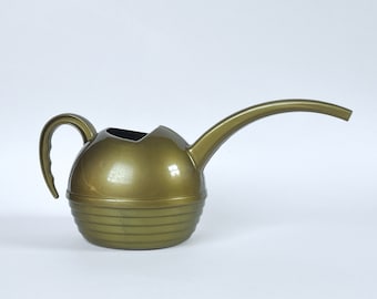 Vintage Mod Lustro Ware Watering Can, Small Gold Plastic Watering Pitcher