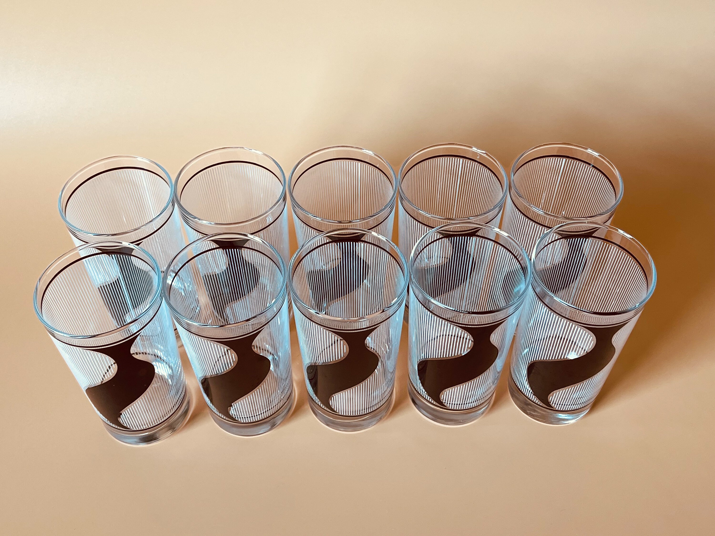 Set of 10 Vintage Anchor Hocking Glass Tumblers AHC 1989, Bar Glasses
