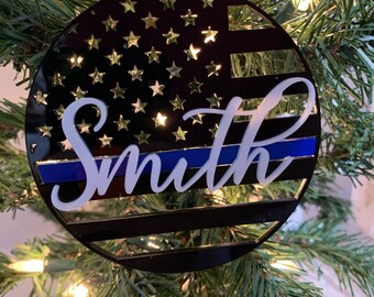 Ornament with tree hanging string Police Officer Santa Figurine Ornament with tree hanging string Police Officer Santa Figurine