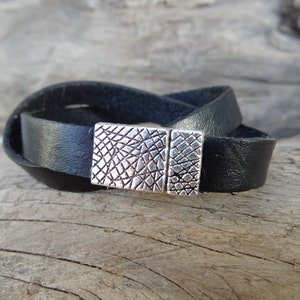 Womens Wrap Leather Bracelet, Black Leather Bracelet, Cuff,Bangle Bracelet, Magnetic Bracelet, Gifts for Her, Mother&#39;s Day Gifts