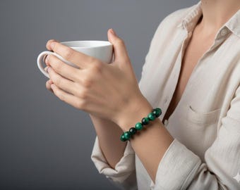 Emerald Green Tiger Eye Bracelet: Sterling Silver Stone Jewelry