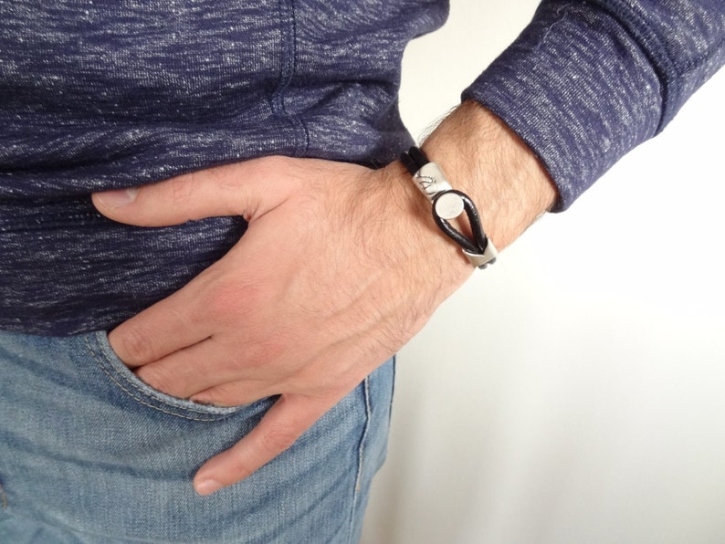 Gift for Women Gift for Men Cuff Bracelet Black Bracelet Black Leather Bracelet Leather Jewelry Unisex Jewelry