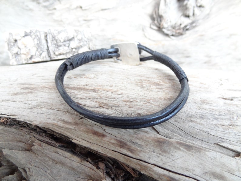 Men's Evil Eye Bracelet, Black Leather and Silver Hook Clasp, Protection Bracelet, Mens Jewelry, Gift for Anniversary, Father's Day Gifts image 10