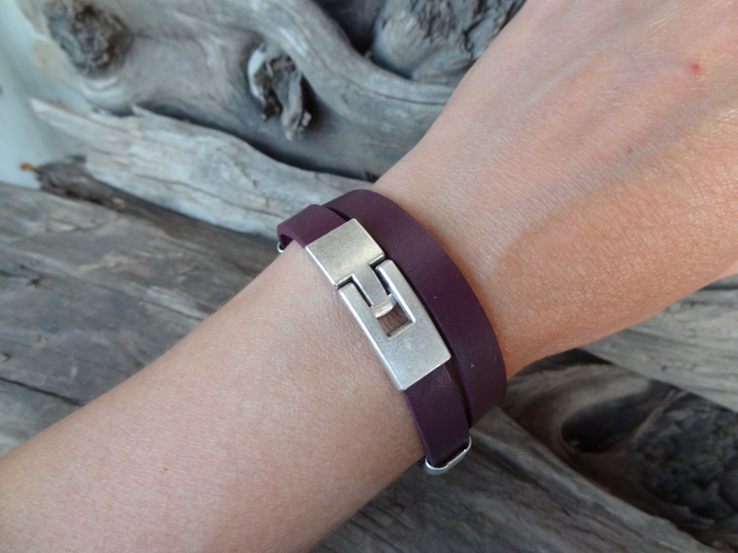 Unisex Bracelet Burgundy Leather Bracelet Silver Hook Clasp Etsy