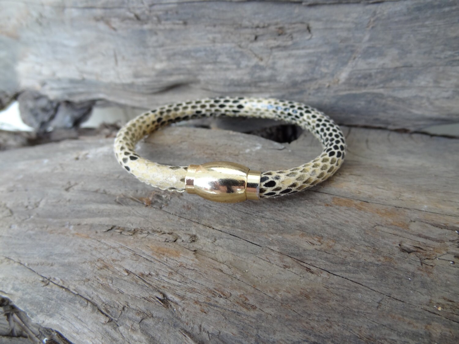 Snake Skin Bracelet Black and Beige High Quality Leather Etsy
