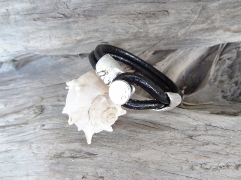 Gift for Women Gift for Men Cuff Bracelet Black Bracelet Black Leather Bracelet Leather Jewelry Unisex Jewelry