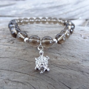 Smoky Quartz Bracelet, Turtle Bracelet, Sterling Silver 925 Bracelet, Smoky Quartz Gemstone, Women Jewelry, Gift for Her, Mother&#39;s Day Gifts