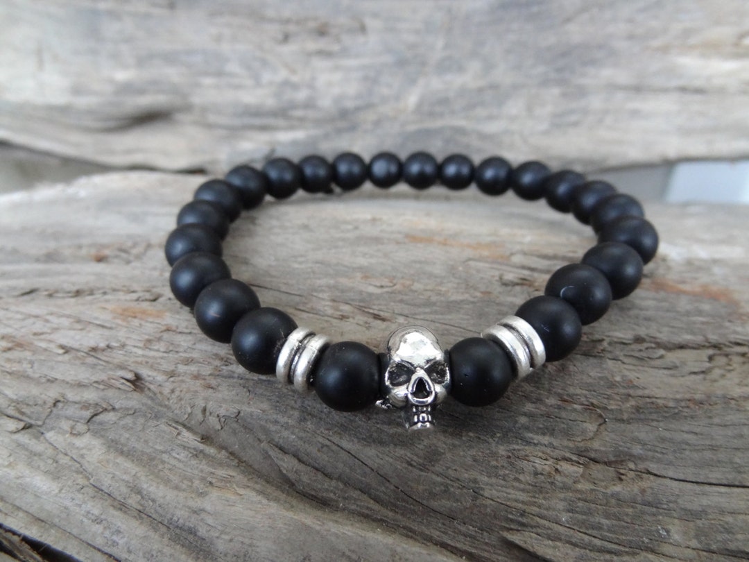 Matte Onyx Bracelet Skulls Bracelet Men's Jewelry Beads - Etsy