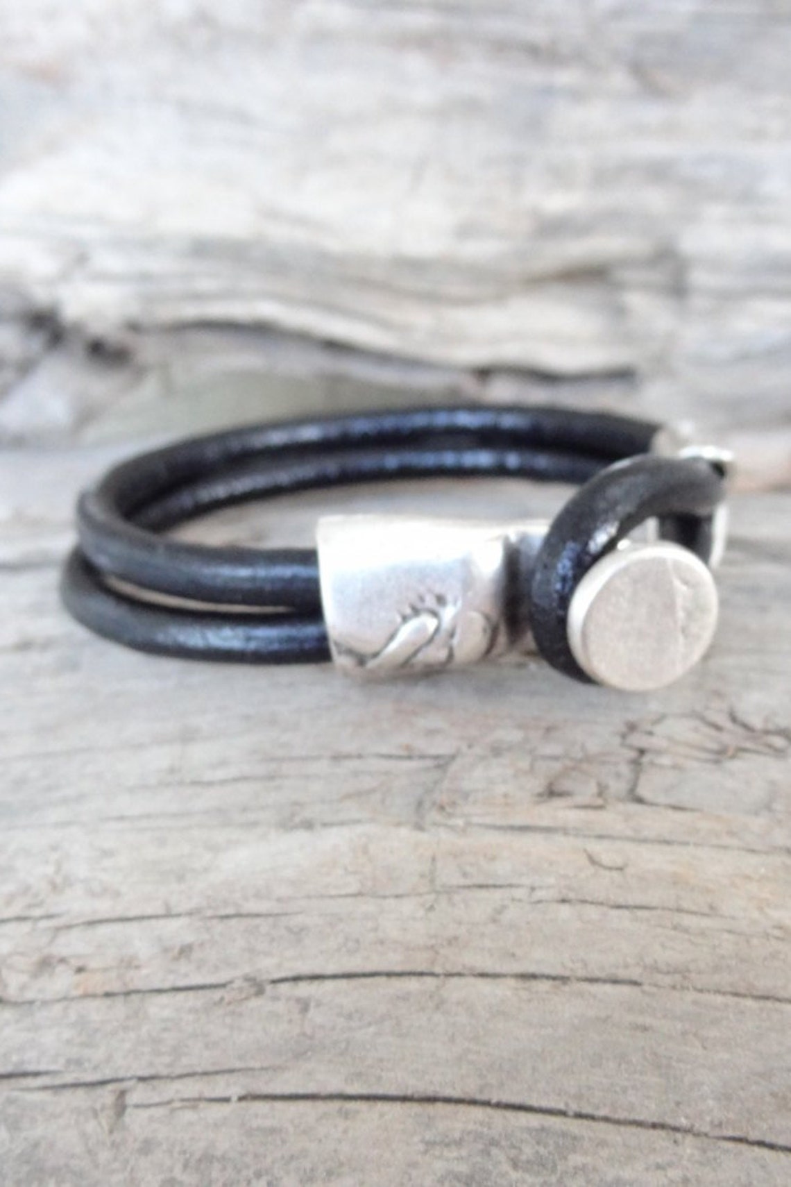 Leather Jewelry Black Leather Bracelet Unisex Jewelry Black Etsy