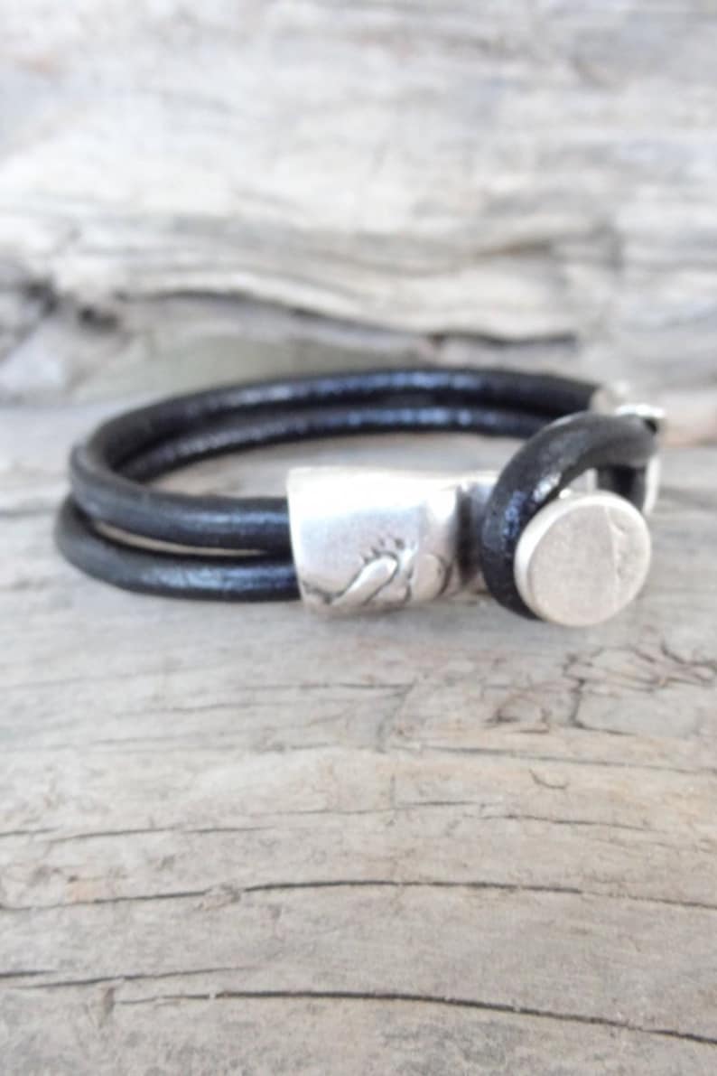 Gift for Women Gift for Men Cuff Bracelet Black Bracelet Black Leather Bracelet Leather Jewelry Unisex Jewelry