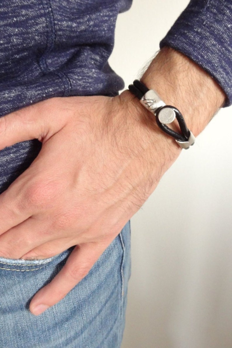 Gift for Women Gift for Men Cuff Bracelet Black Bracelet Black Leather Bracelet Leather Jewelry Unisex Jewelry