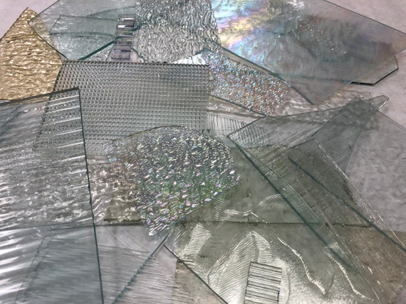 Stained Glass 15 lbs Clear Texture Scrap Glass Variety Pack, Mosaic Glass, Art Glass