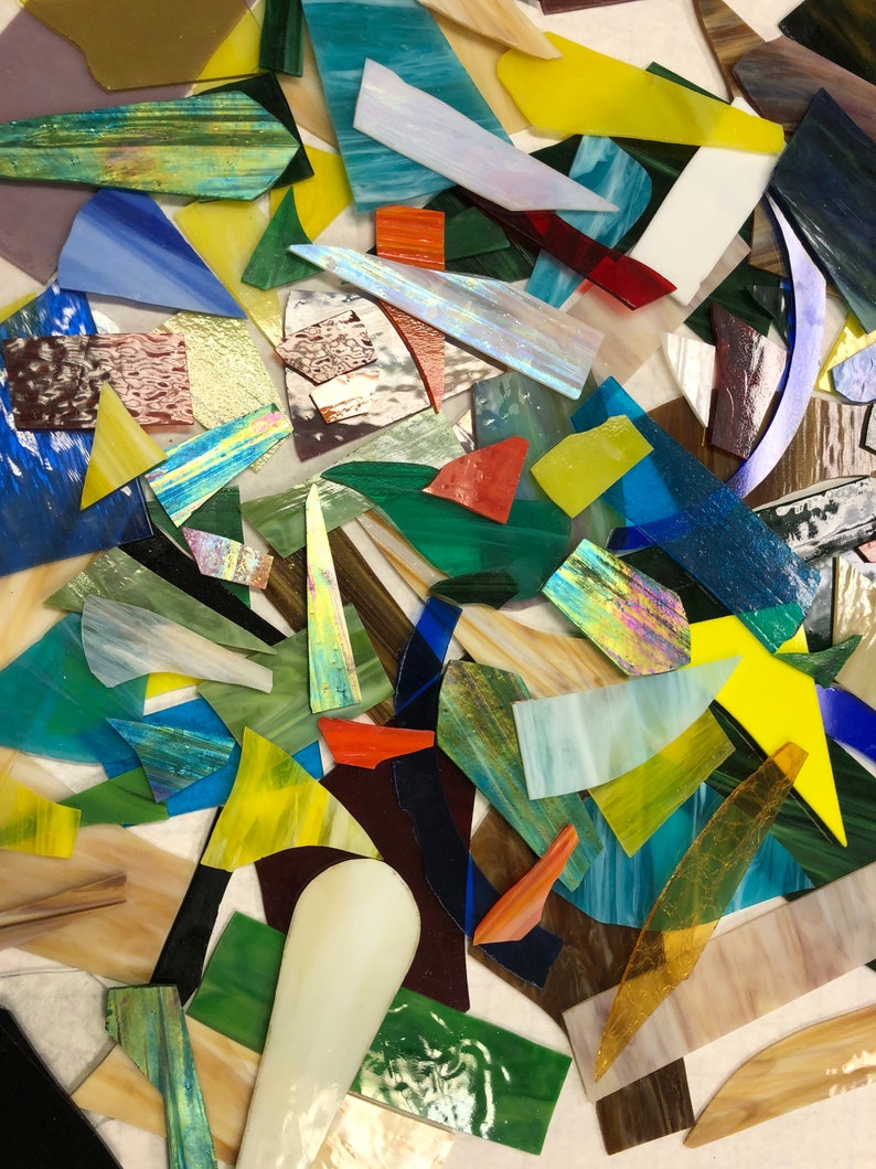 Stained Glass 10 lbs Scrap Glass Variety Pack Mosaic Glass Etsy