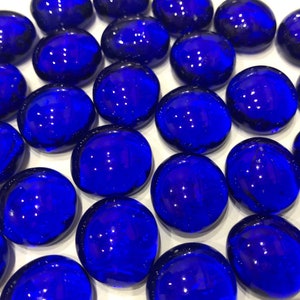 19mm - 3/4” Flat Glass Marbles, Cobalt Blue Transparent, Glass Gems, Cabochons, Mosaics, Glass Nuggets