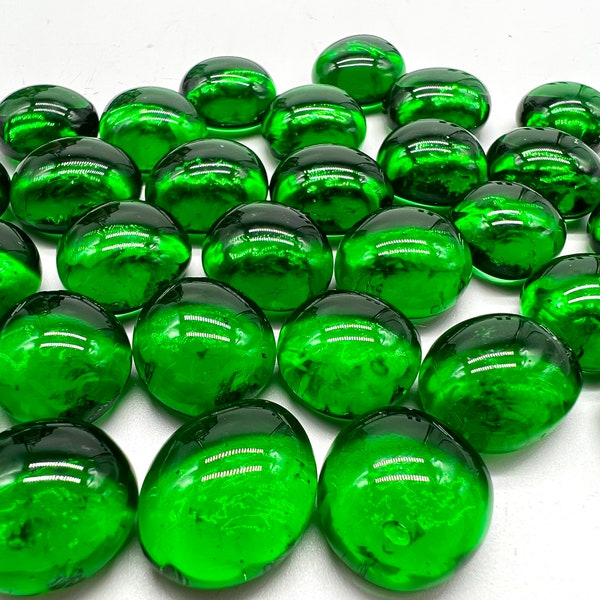 13mm - 1/2” Flat Glass Marbles, Dark Green, Glass Gems, Cabochons, Mosaics, Glass Nuggets