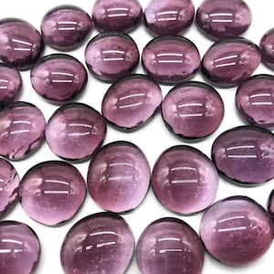 19mm - 3/4” Flat Glass Marbles, Lilac Transparent, Glass Gems, Cabochons, Mosaics, Glass Nuggets