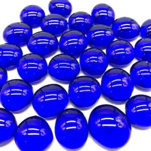 16mm - 5/8” Flat Glass Marbles, Royal Blue Transparent, Glass Gems, Cabochons, Mosaics, Glass Nuggets