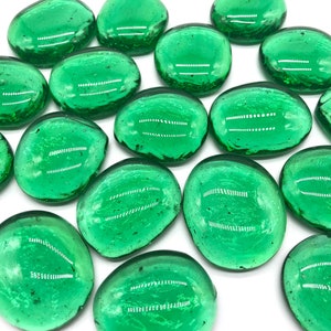Large Flat Glass Marbles Green Teal, Glass Gems, Cabochons, Mosaics, Glass Nuggets