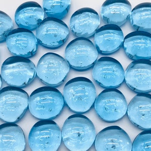 16mm - 5/8” Flat Glass Marbles, Sky Blue Transparent, Glass Gems, Cabochons, Mosaics, Glass Nuggets