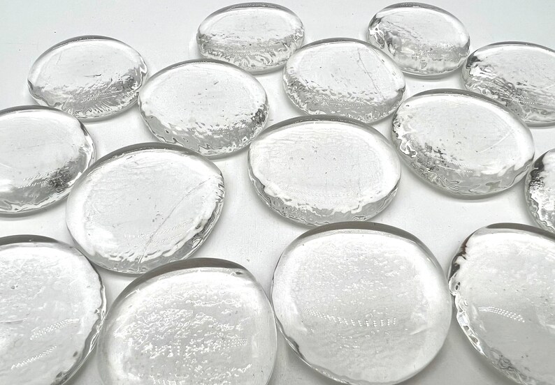 Large Flat Glass Marbles Clear Glass Gems Cabochons Etsy