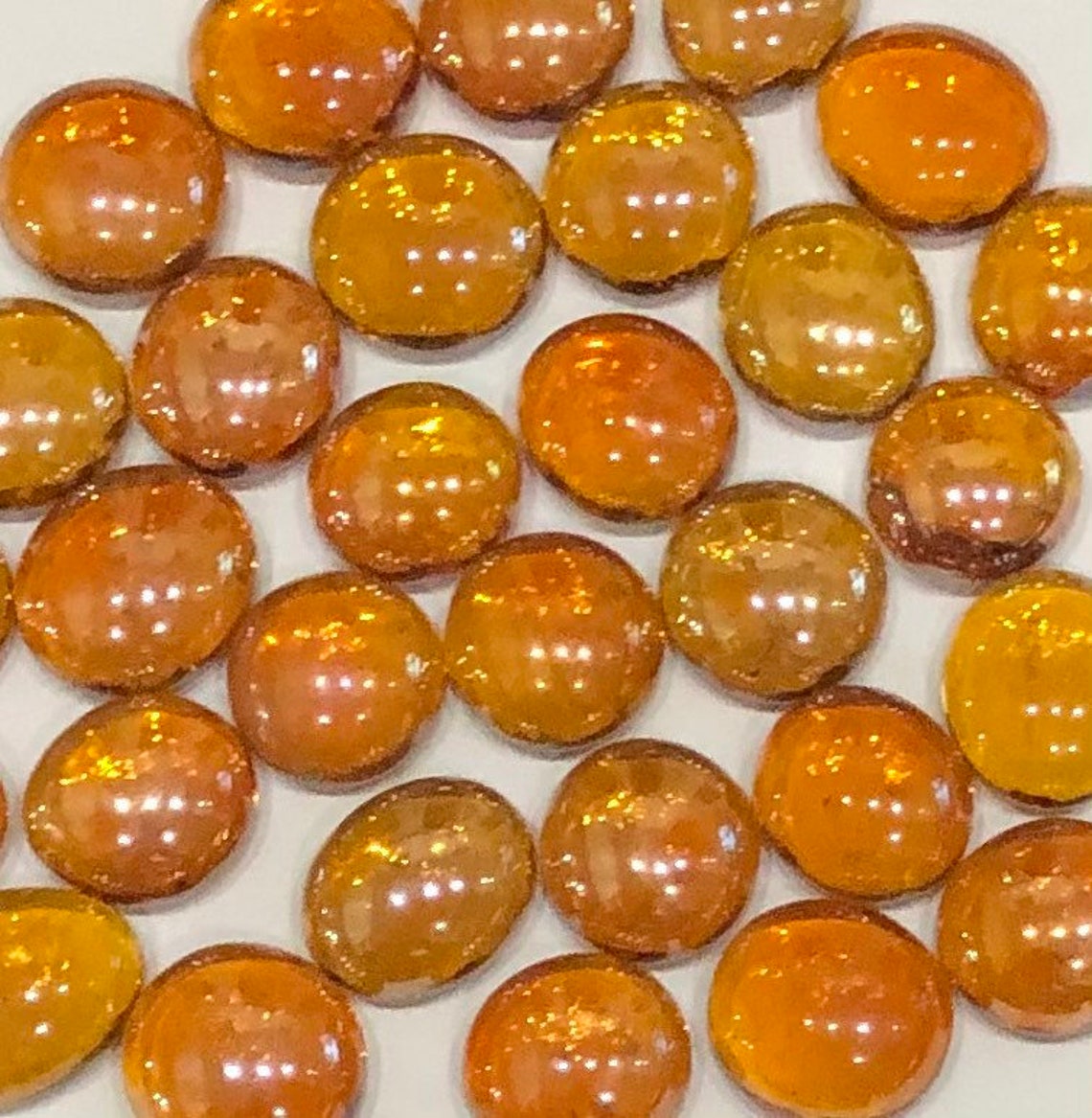 16mm 5/8 Flat Glass Marbles Dark Amber Iridescent Etsy