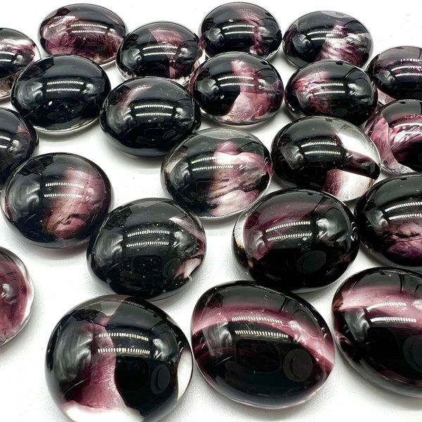 16mm - 5/8” Flat Glass Marbles, Purple Transparent Cat Eyes, Glass Gems, Cabochons, Mosaics, Glass Nuggets