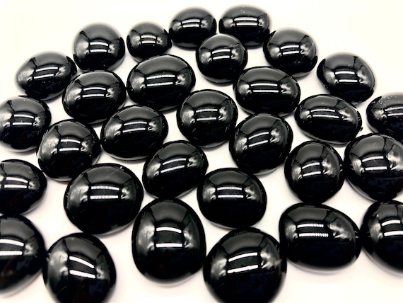 13mm 1/2 Flat Glass Marbles, Black Opaque, Glass Gems, Cabochons