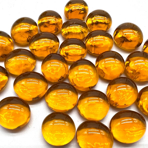 13mm - 1/2” Flat Glass Marbles, Light Amber Transparent, Glass Gems, Cabochons, Mosaics, Glass Nuggets