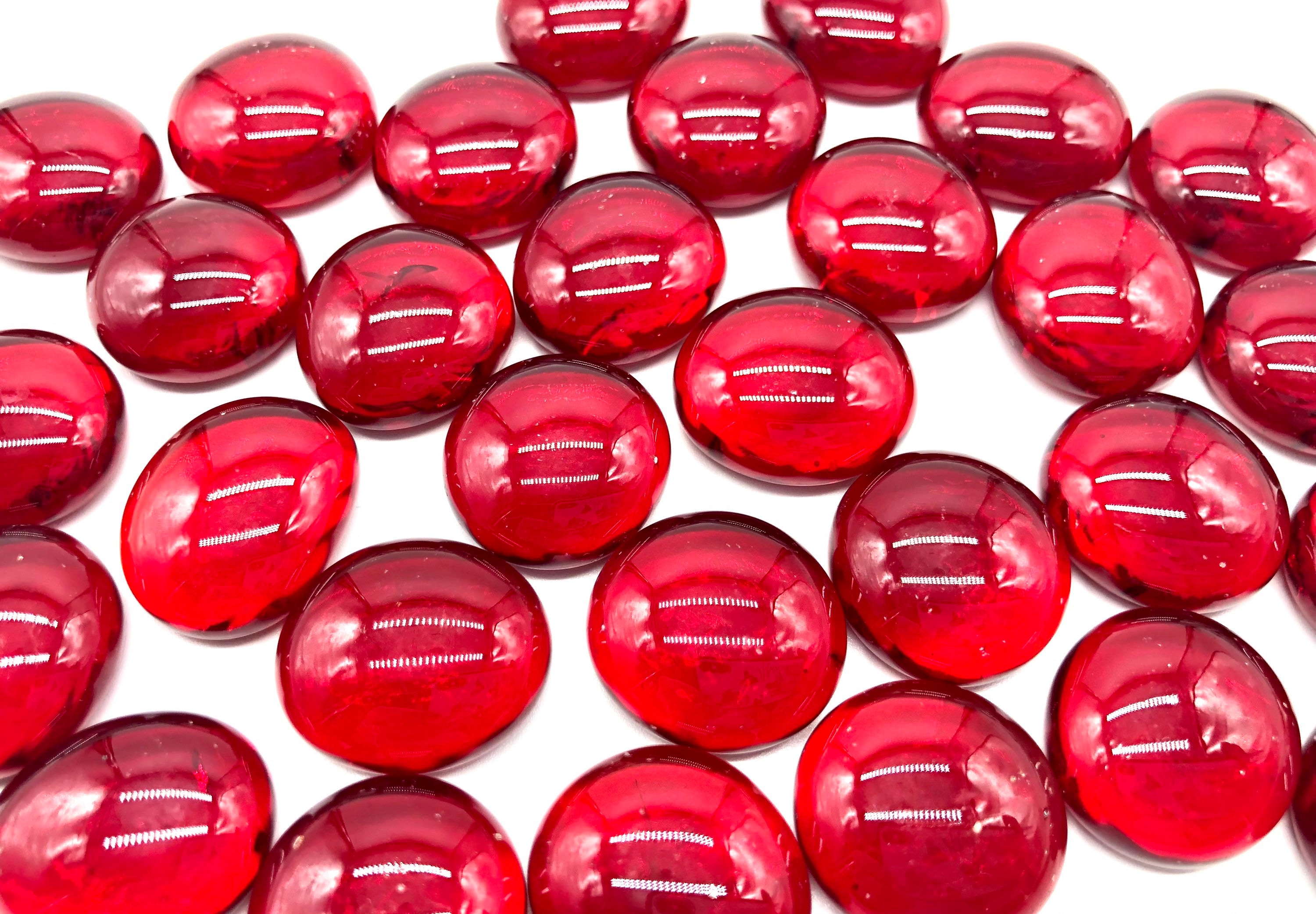 19mm 3/4 Flat Glass Marbles Ruby Transparent Glass Gems Etsy